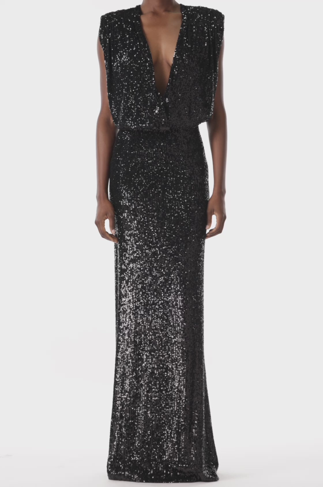 Paris Pleated Plus Size Sequin Gown by Kiyonna Clothing